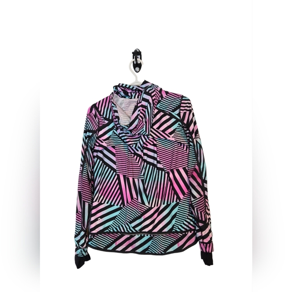 Ivivva by Lululemon Girls 14 Windbreaker Jacket  Thumbholes Pastel Geometric - Picture 2 of 10